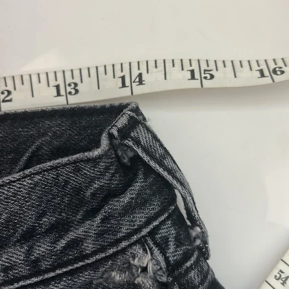 Zara Women Denim Collection Black Distressed High Rise Straight Leg Woman's Sz 6 - Picture 8 of 12